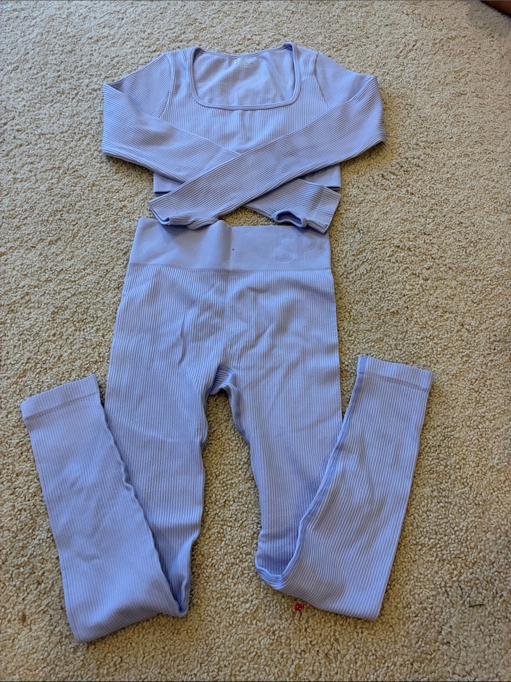 Lilac Ribbed Two-Piece Active Set - XS
